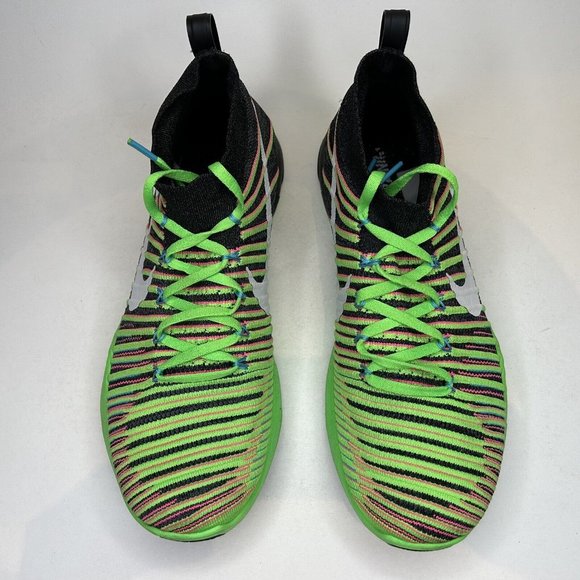 Nike Free Training Flyknit Midtop Men's 13 Watermelon Green Pink Running Shoes - Picture 4 of 10